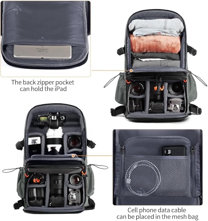 Mochila para cámara K&F Concept 32L impermeable miniatura 4