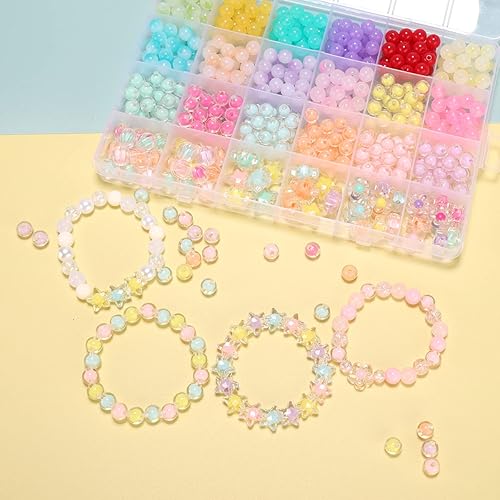 Miniatura 2 de Kit de fabricación de pulseras de cuentas de vidrio de color transparente, bonito kit de fabricación de collares, joyería para niñas, cuentas de