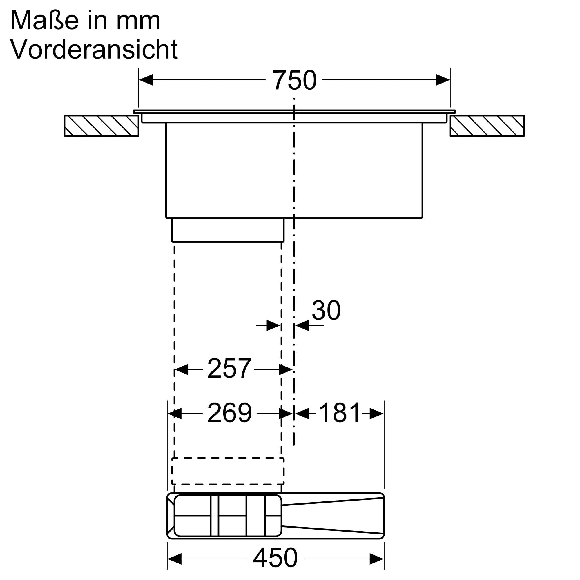 NEFF V58NHQ4L0 N 70 Induktionskochfeld mit integriertem Dunstabzug 80 cm Rahmenlos aufliegend