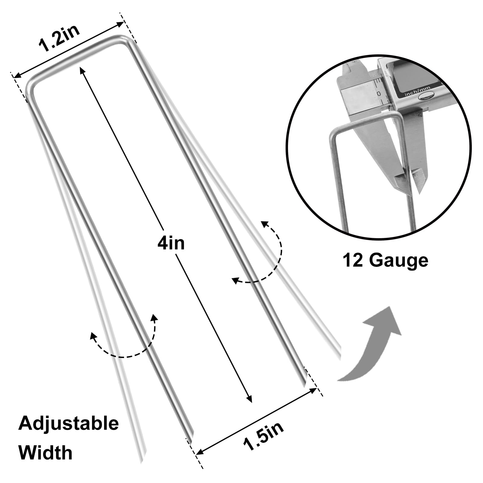 HongWay Confezione da 120 graffette da giardino da 10,2 cm, pali da giardino zincati calibro 12, picchetti per giardinaggio, per tubi di irrigazione