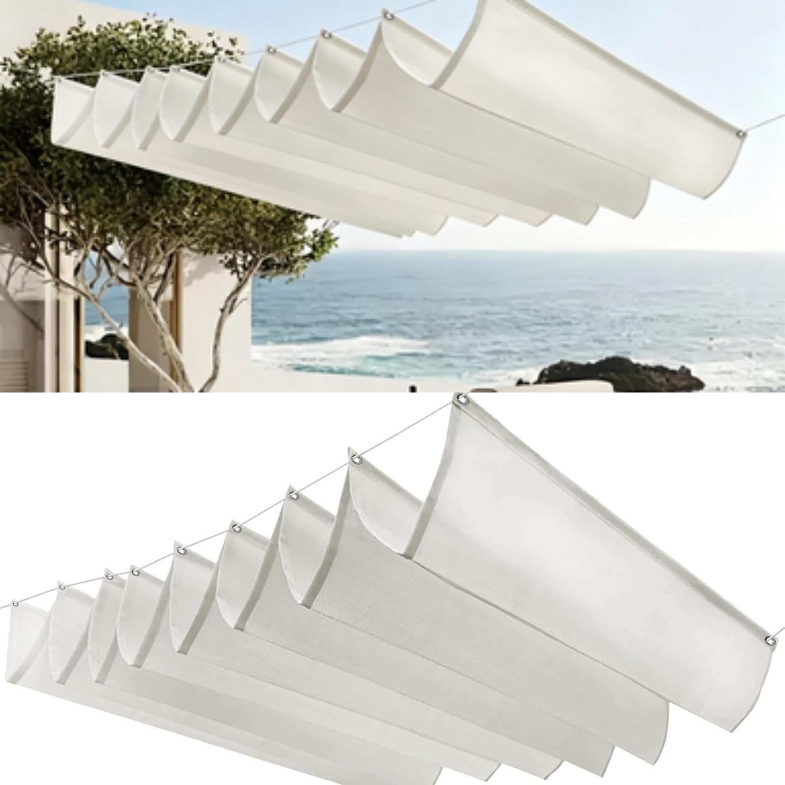 Voile ombrage 120x400 cm pour créer un coin de fraîcheur sur votre terrasse blanche