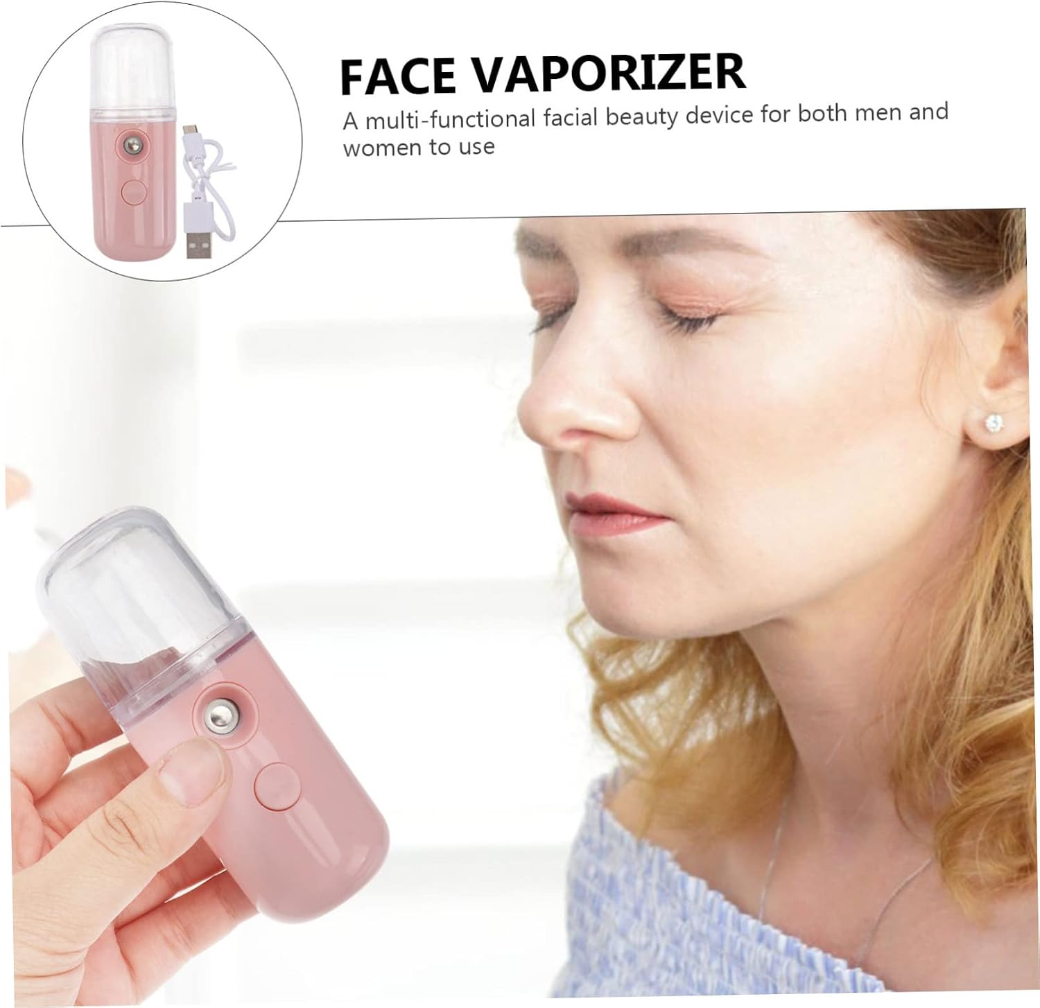 Nano Facial Mister USB Rechargeable Facial Steamer for Portable Humidifier for Skin Care and Makeup Soothes Irritation and Sunburn