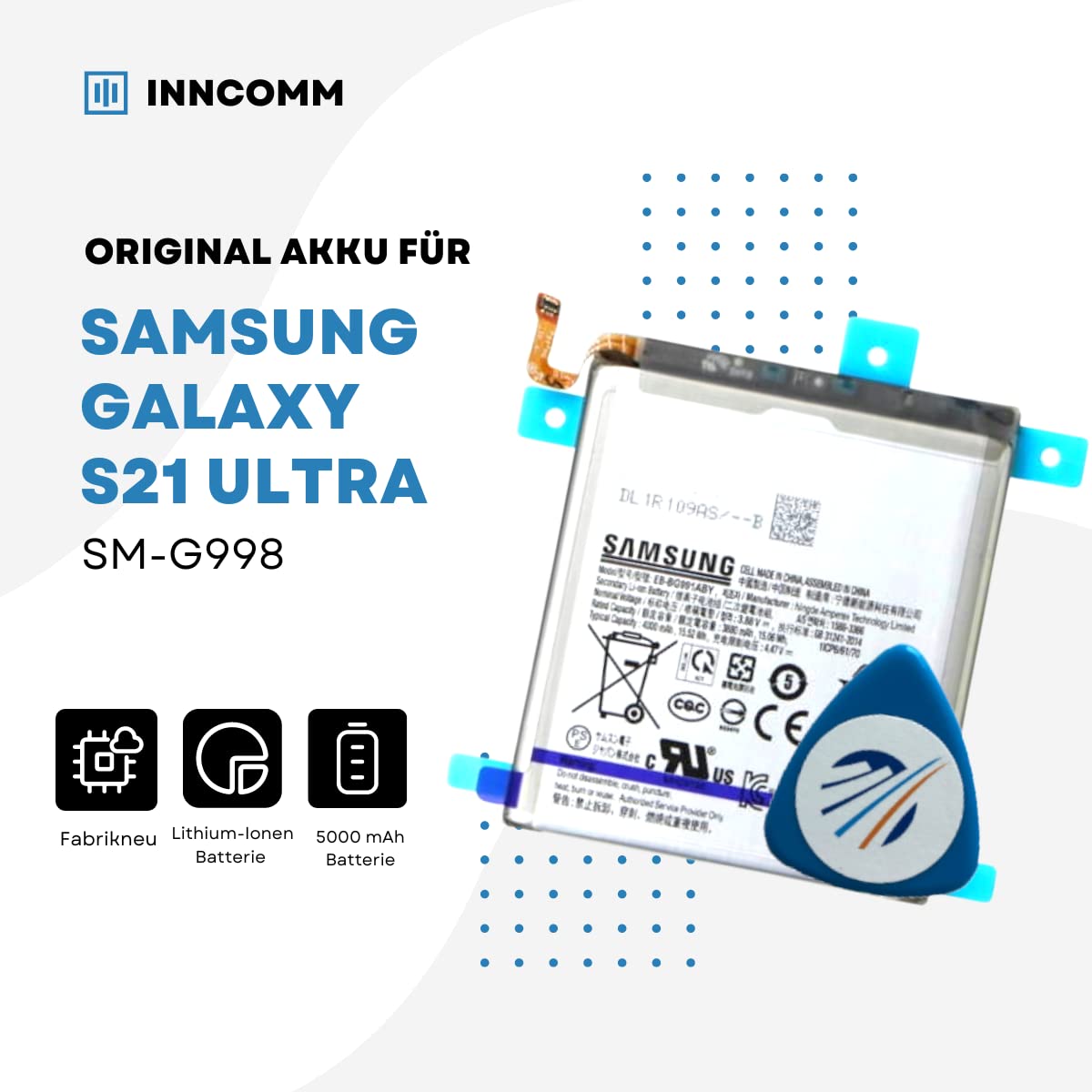 Originale Batteria EB-BG998ABY per Samsung Galaxy S21 Ultra G998 | cellulare smartphone GH82-24592A | Celle agli ioni di litio | 3,85 V 5000 mAh | Batteriasostitutiva di marca | con i dadi