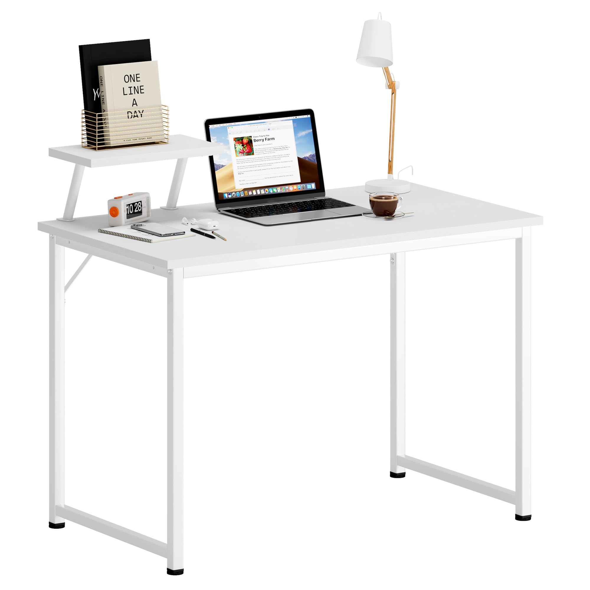 sogesfurniture Computertisch 100x60 cm, Schreibtisch Arbeitstisch Bürotisch PC Laptop Tisch Esstisch für Zuhause Büro Schlafzimmer, Einfache Montage, Weiß