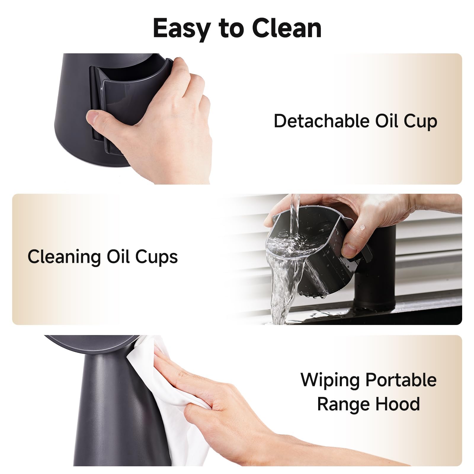 AAOBOSI Portable Range Hood,Desktop Range Hood with Larger Caliber,3 Speed Kitchen Exhaust Fan, Low Noise,Oil Collection Cup,10xAir&Oil Filters,Portable Kitchen Hood for Indoor&Outdoor,RV — view 7