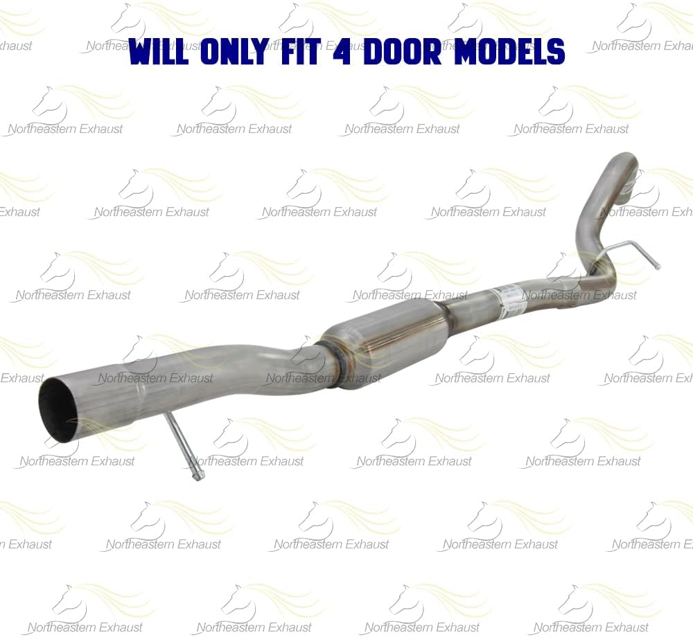 Exhaust Resonator Pipe Compatible for 2012-2017 Jeep Wrangler 3.6L | Stainless Steel | Northeastern Exhaust | Free Clamp Included | Automotive Replacement Part | Direct Fit