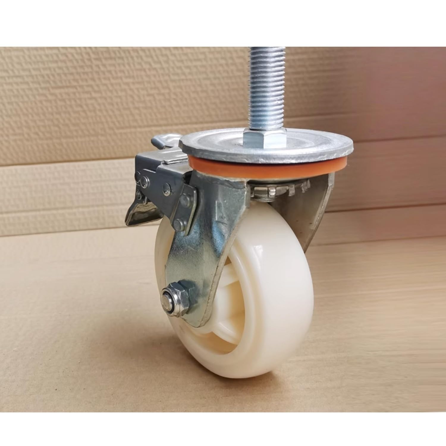 Zwenkwielen, zwenkwielen M20 30/60/100/150 mm zwenkwielen met schroefdraad 3 inch zware zwenkwielen met rem rode trolleywielen, 4 stuks (kleur: draaibaar, maat: M20*150) (Color : Swivel, Size : M20