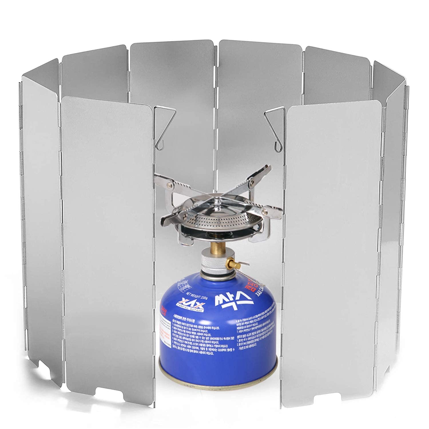 Divik 10 Plates Camp Stove Windshield, Folding Wind Protection Aluminum Lightweight Compact Camping Burner Stove Windscreen with Carry Bag (1Pcs)-image-5