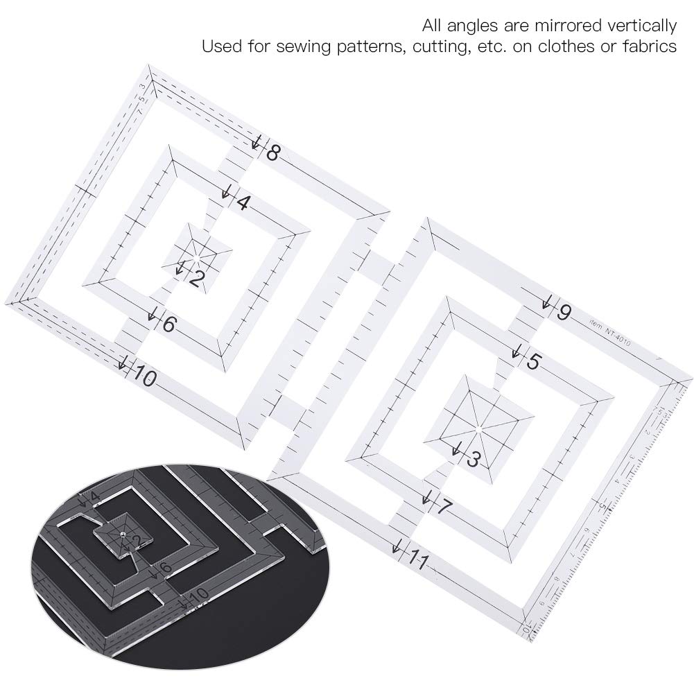 5PCS Acrylic Cutter Quilt Ruler, Round Pentagon Hex Triangle Shape Sewing Patchwork Ruler for Sewing Supplies