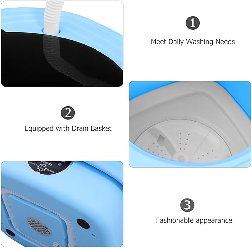 Miniatura 8 de Portable Mini Folding Washer Machine with Spin-dry Function for Home Dormitory Compact Lightweight Collapsible Washer with Modes for Small Clothes