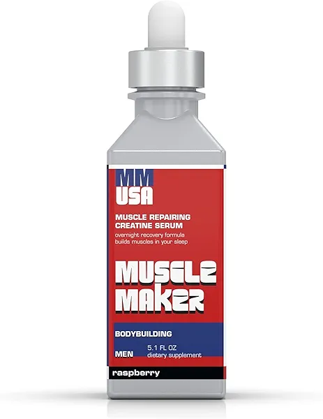 MMUSA Muscle Maker Post Workout Serum: Enhanced Men's Health with Antioxidant Boost. Immunity Powerhouse, Vitamin C & Zinc. Creatine for Fitness, Energy & Focus. Raspberry 5.1 Fl Oz