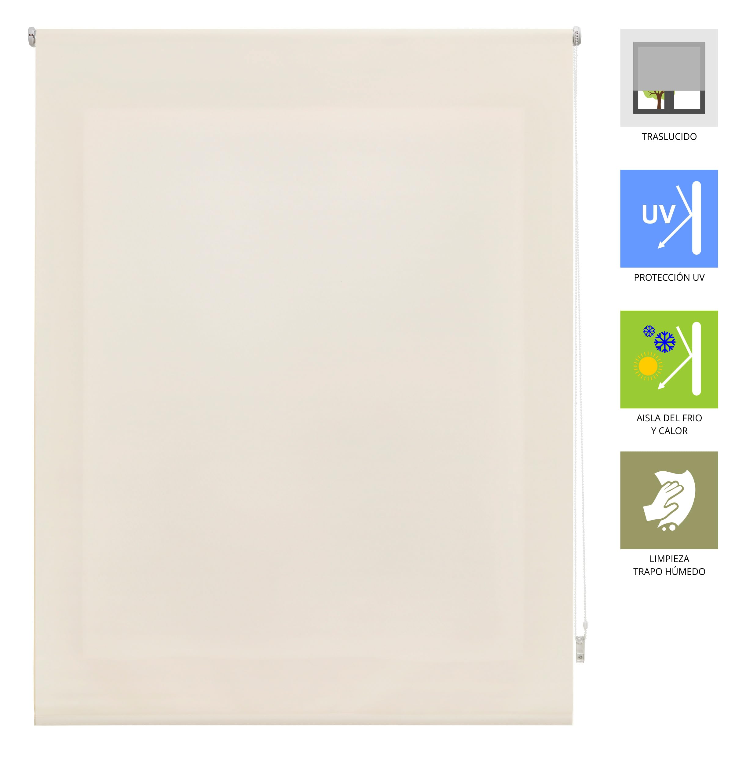Store Enrouleur translucide uni de qualité supérieure 110 x 175 cm - Store Enrouleur translucide Beige - Store Enrouleur de fenêtre Premium 107 x 170 cm