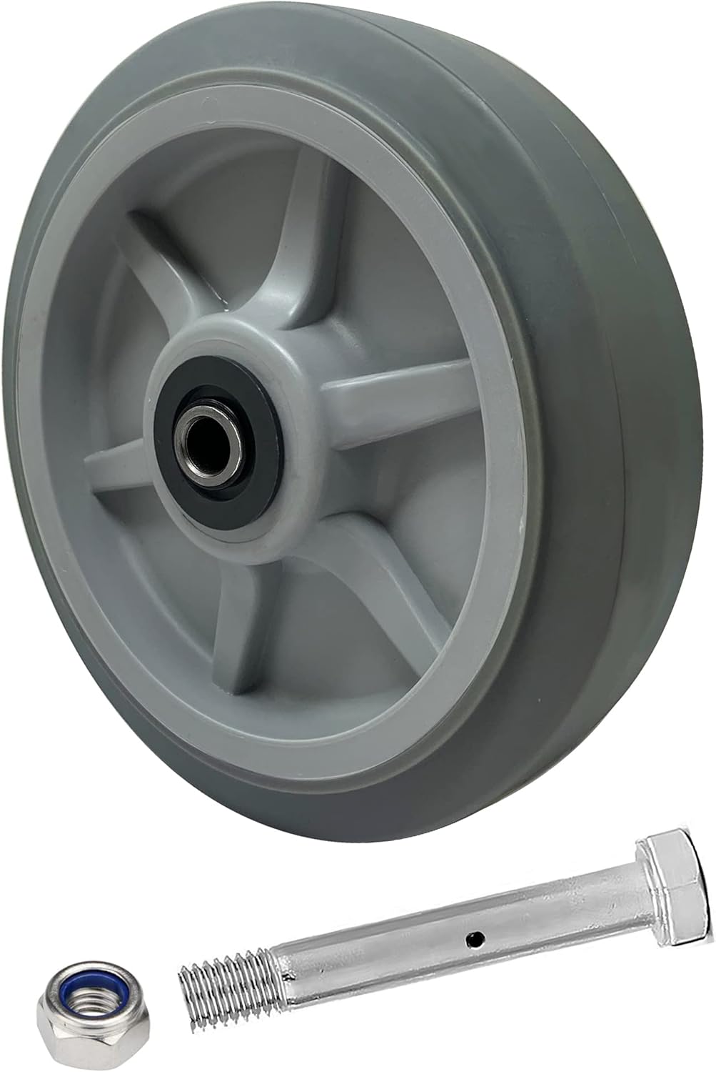 8x2Heavy Duty Caster Wheels -Industrial Caster Wheels,Rubber Wheels- Set of 1 with up to 600 LB Capacity