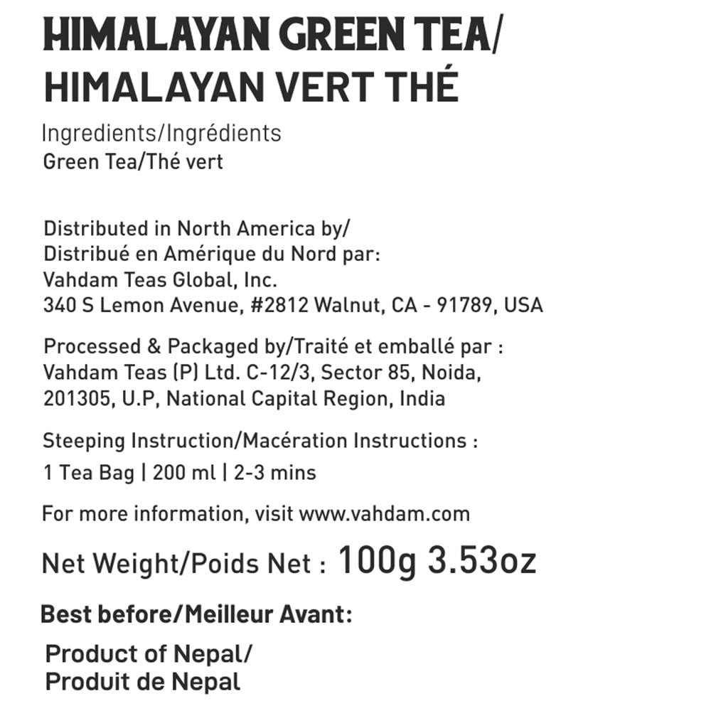 VAHDAM, Green Tea Leaves from Himalayas (50+ Cups) 100 Natural Tea
