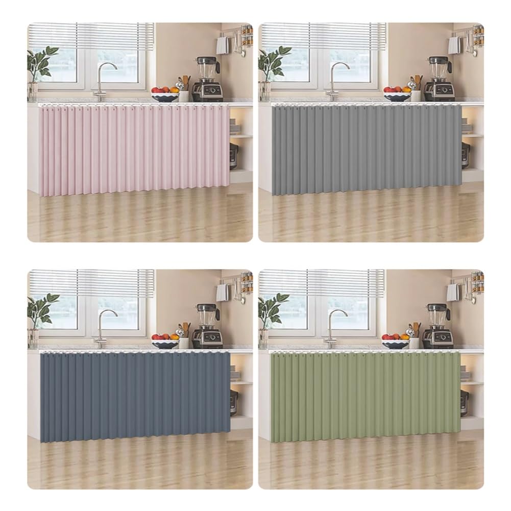 Tenda scorrevole nera per mobili da cucina, scarpiere e zona sotto il lavello con guide scorrevoli silenziose (larghezza 100 cm x altezza 70 cm) soluzione di archiviazione elegante e funzionale.