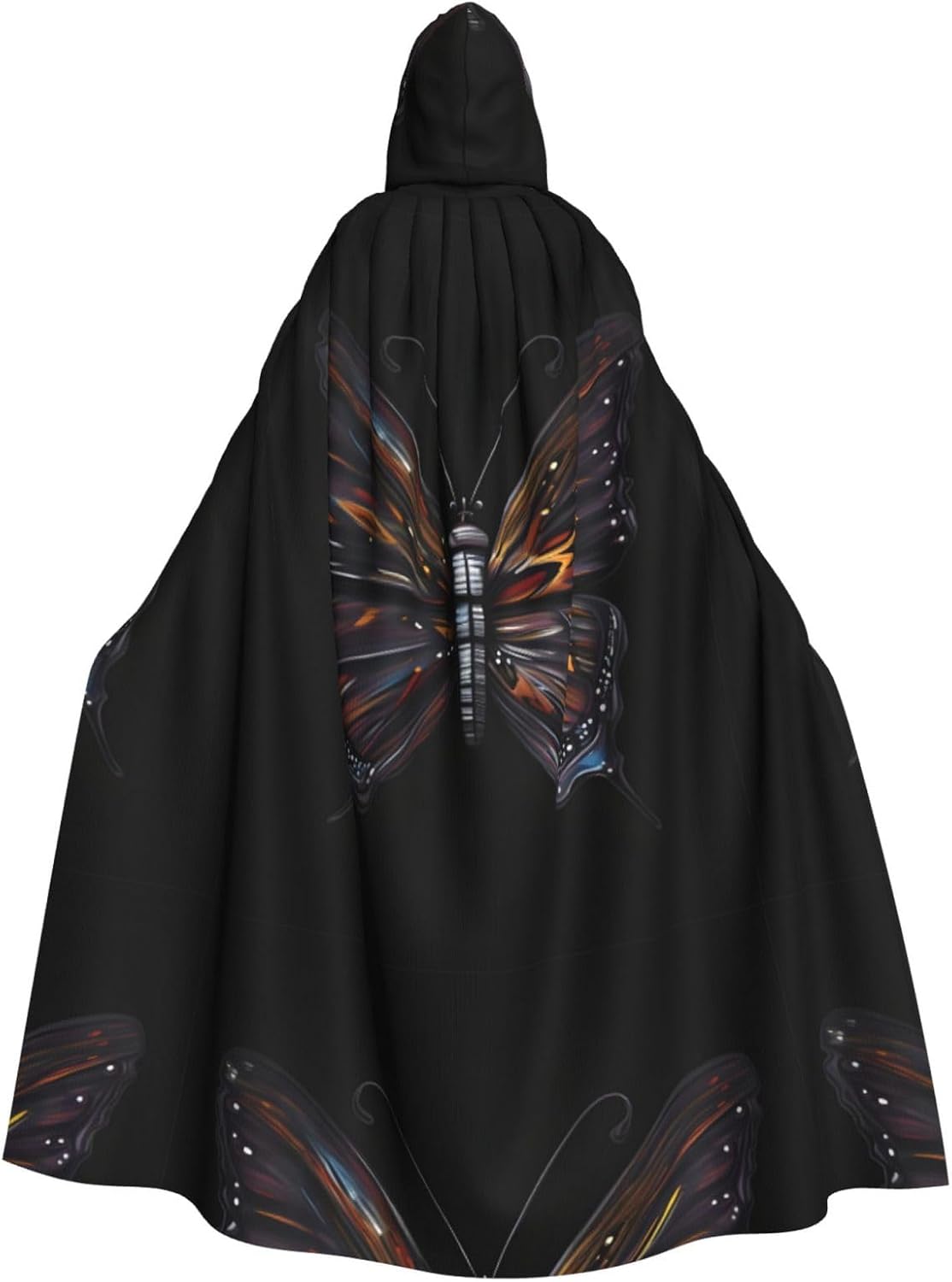 Mystery Butterfly Men Women Halloween Role Play Party Decoration Hooded Poncho Black