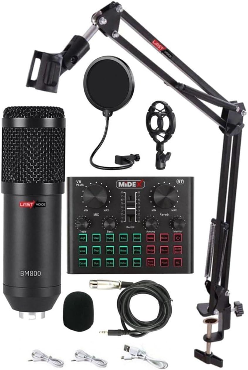 Lastvoice BM800 Live Set Efektli Ses Kartı Mikrofon Stand Kayıt Canlı Yayın Seti (PC ve Telefon)