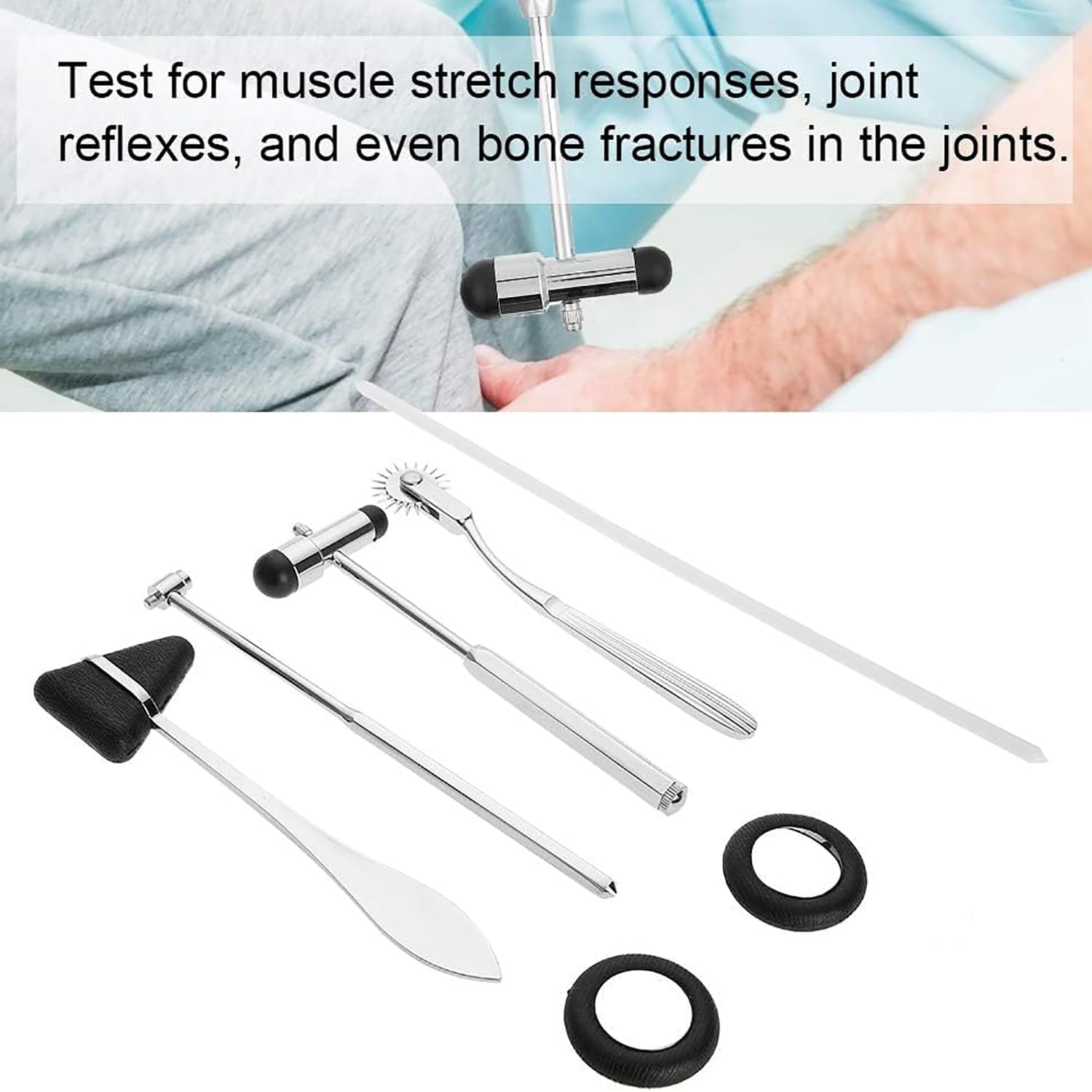 Tragbares neurologisches Hammerset, 5-teiliges Reflexhammerset, neurologisches Percussion-Set aus Edelstahl für die Untersuchung des Nervensystems