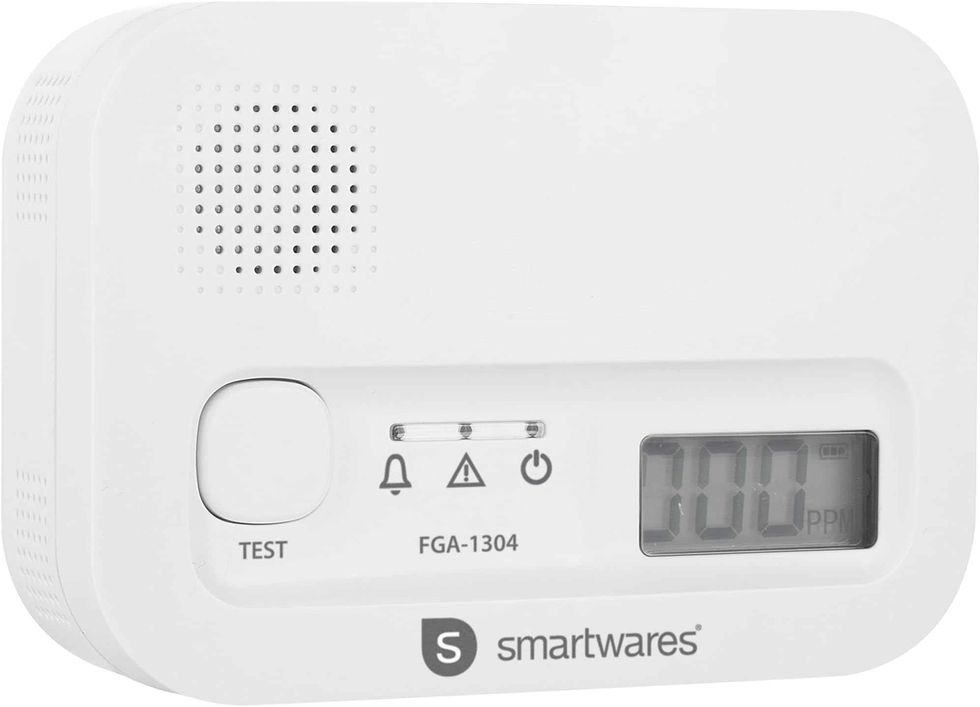Smartwares Carbon Monoxide Detector - 10 Year Sensor - Digital Screen - Display and Test Button - FGA-13041