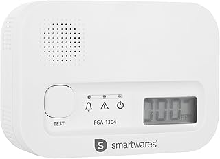 Smartwares Kohlenmonoxid melder, 10 Jahre Sensor, 1.5 Testsieger Wertung, mit Display und Testknopf - FGA-13041