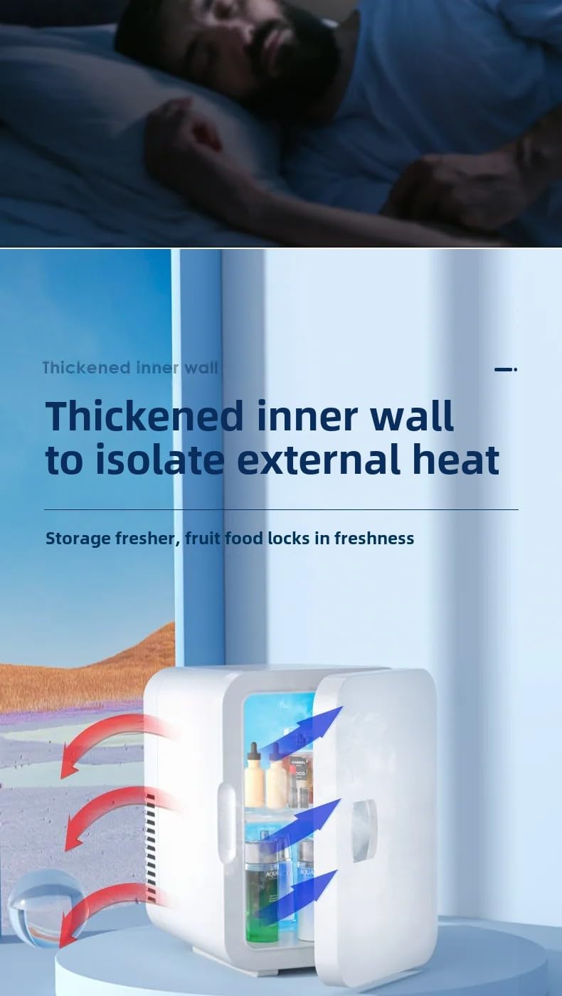 Skincare Fridge - 4L Makeup Mini Fridge with Dimmable LED Light Mirror, Portable Cooler & Warmer Mini Fridge for Bedroom, Car, Office & Dorm - Ideal for Cosmetics - White