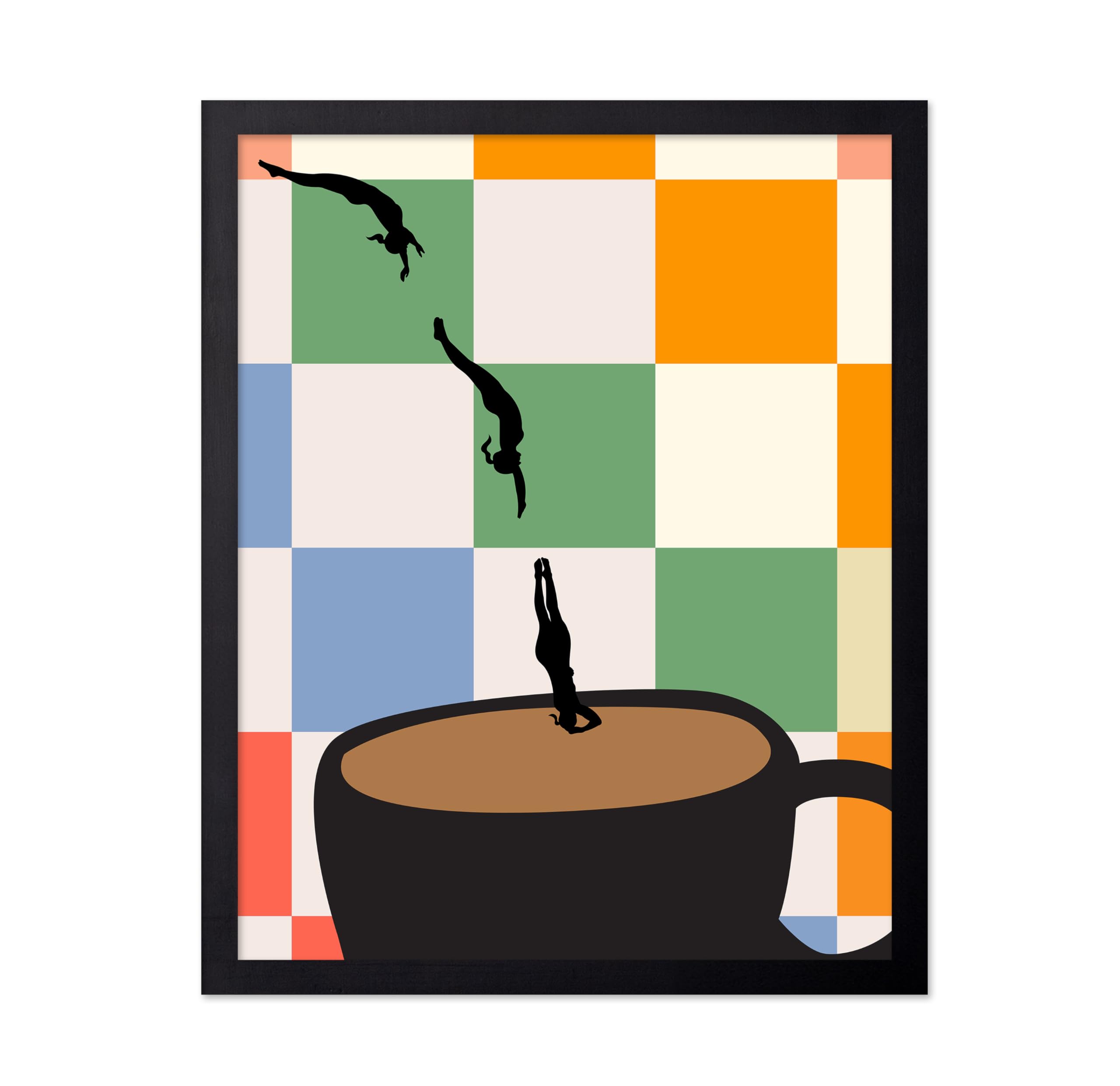 Monem Art Cafe Print - Dive into Coffee Poster - Pop Art - Food & Drink Wall Design - Caffeine & Espresso Art - Modern Coffeehouse or Kitchen Decor -