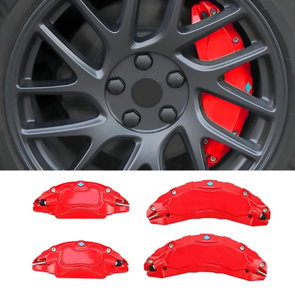 Riloer Cubiertas de pinza de freno, Juego de cubiertas de pinza de freno para rueda de coche, Cubierta protectora de pinza de freno de aluminio para coche compatible con Tesla Model 3 Highland 2024