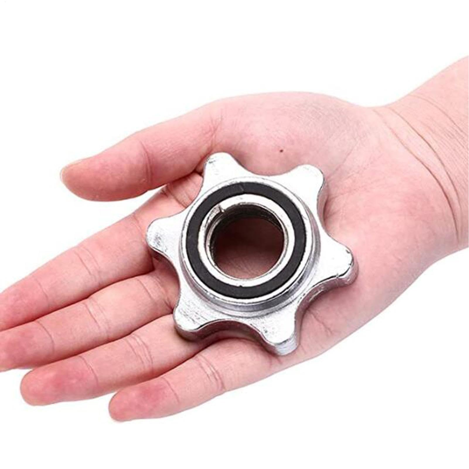 Lot de 2 colliers de serrage pour haltères avec écrou hexagonal pour haltères, capuchons d'haltères en fonte, remplacement de pince à vis pour levage