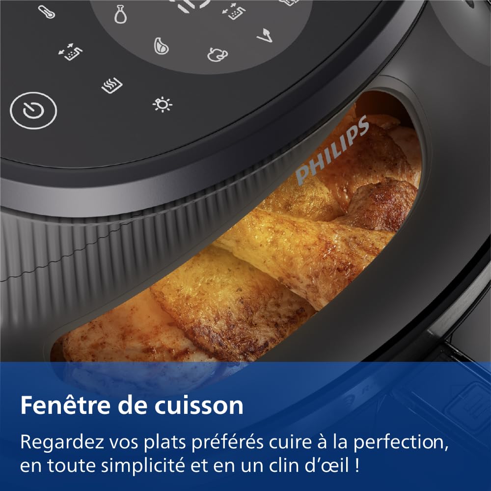 Philips Airfryer Série 3000 - Air Fryer 6.2L, 16-en-1, Fenêtre de cuisson, Technologie RapidAir, jusqu'à 90% de matières grasses en moins, Application HomeID, coloris Noir (NA330/00)