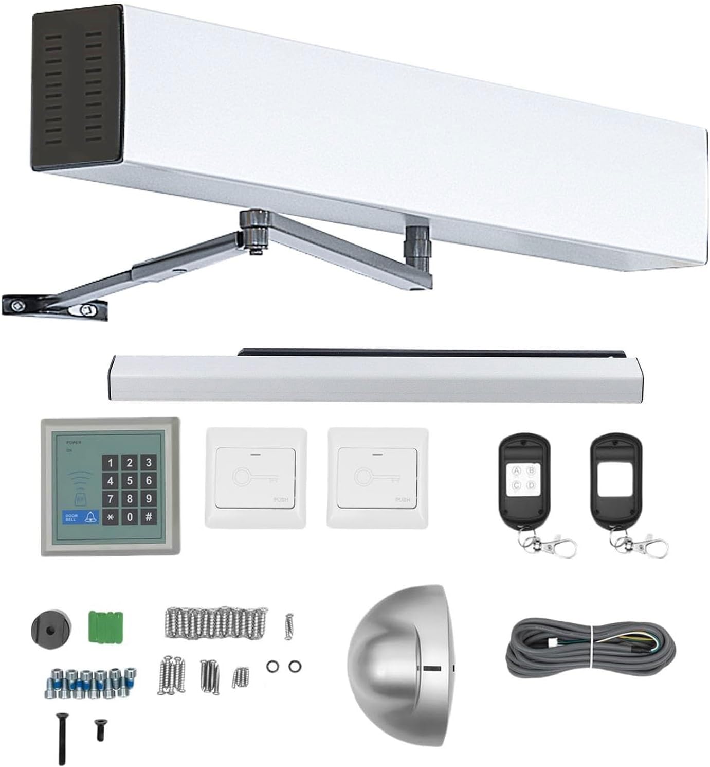 Automatic Door Opener Kit, Electric Gate Opener with Panel & Remote Control, Human Detection Sensor, Automatic Handicap Swing Door Operator Opener Closer Set with 100kg Load(Pull Door)