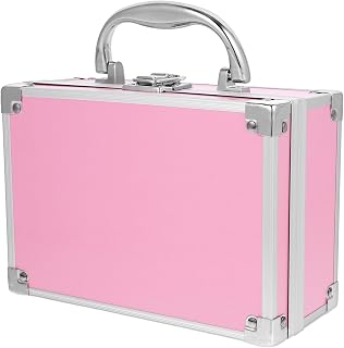 STOBAZA Portable Aluminum Alloy Makeup Storage Box with Lid, Compact Cosmetic Organizer Case with Ample Space for Travel and Daily Use