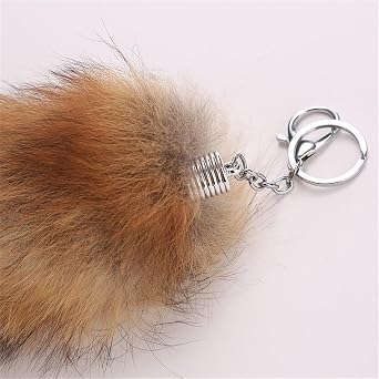 Large Size Animal Tail Keychain,Fluffy Fox Tail Fake Fur Car Cute Keychains for Women Pompom Pendant Key Ring