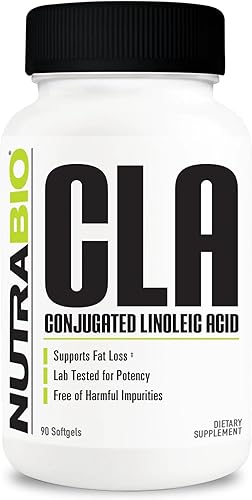 NutraBio Suplemento de ácido linoleico conjugado CLA, 800mg - 90 cápsulas blandas