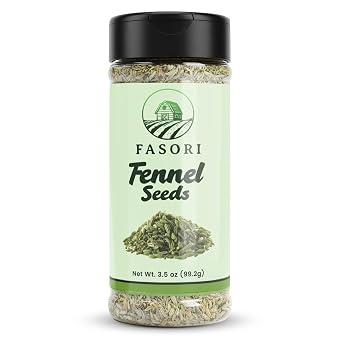 Fasori Fennel Seeds Whole Premium Dried Fennel Seed, Aromatic Mediterranean & Indian Spice for Cooking, Tea & Seasoning 3.5oz