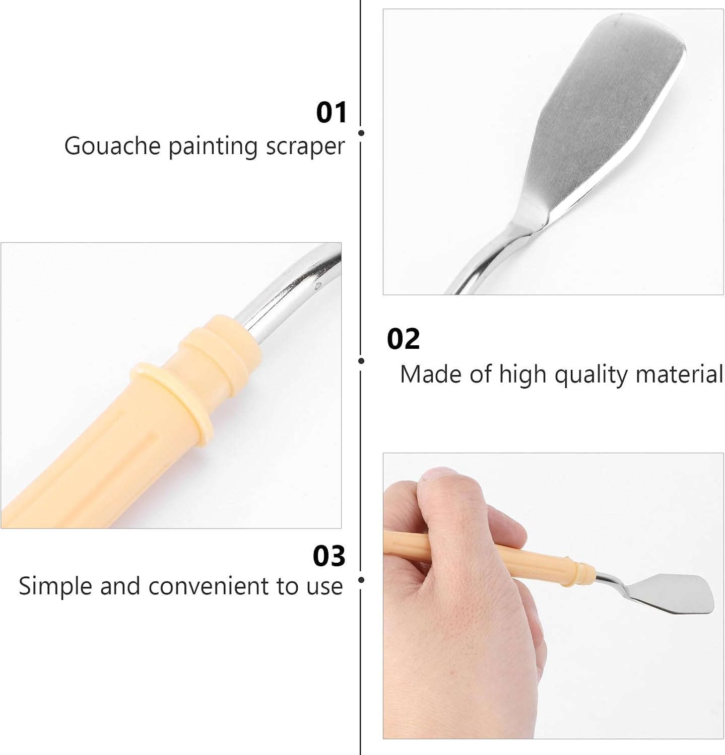 5 Pcs Paint Scraper Tool with Plastic Handle Flexible Blades Palette Knife for Gouache and Oil Paint Mixing Art Supplies for Artists