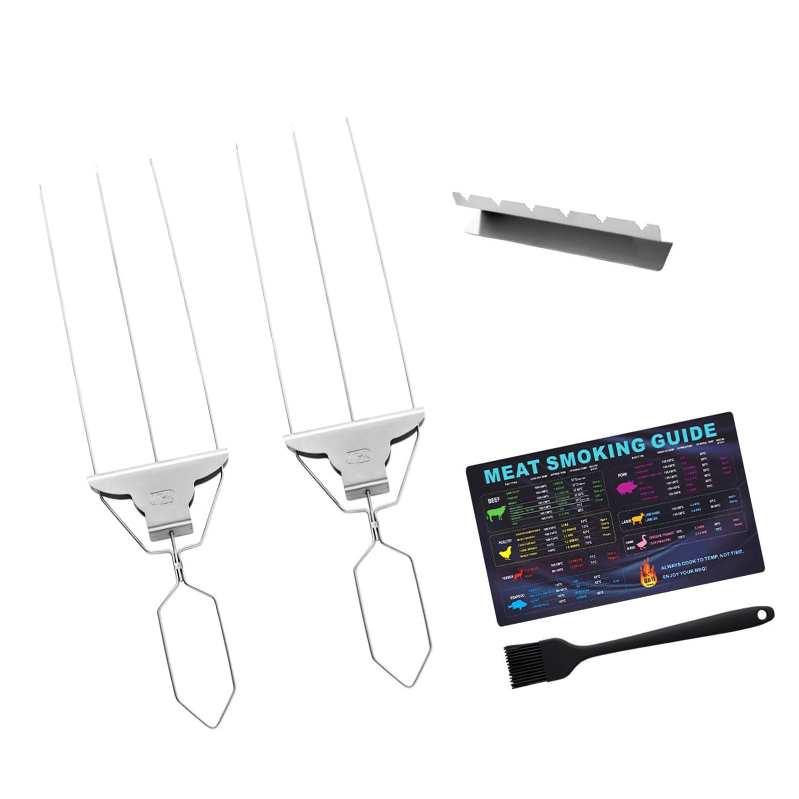 kokdid Sturdy 3 Prongs Barbecue Fork Set Arbecue Equipment for Evenly Cooked Meals During Picnics and Backyard Parties Outdoor Camping Cooking Equipment