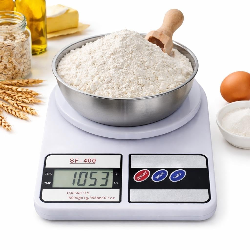 MSTICK MS-400 Digital Kitchen Weighing Scale with LCD Display, 5Kg x 1g Accuracy Electronic Weight Machine – Food Weight Scale for Cooking, Baking, Home Use and Healthy Balanced Diet, Tare Function