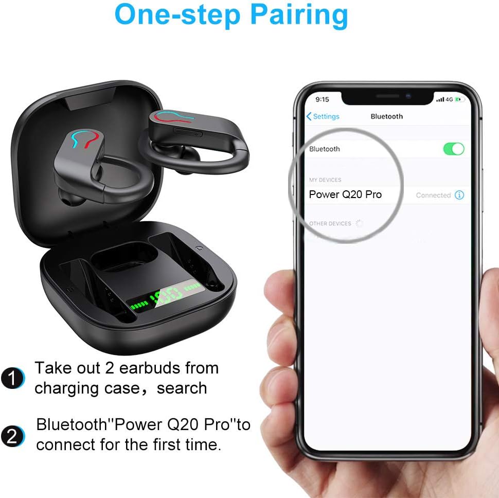 Best Donerton Wireless Earbuds, Bluetooth 5.1 Sport Headphones with Charging Case, 10Hours Single Playtime Earhooks Headset, Wireless Earphone 6D Stereo HiFi Sound Noise Cancelling for Working/Travel/Gym