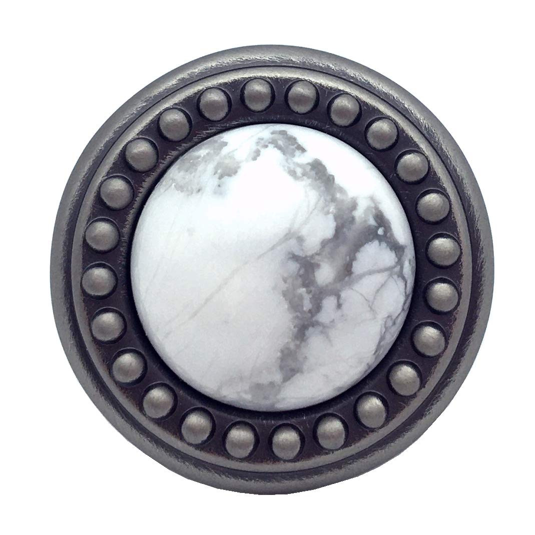 Poignée bouton pierre naturelle blanche JCAKES tiroir armoire cuisine 76 mm