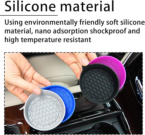Miniatura 2 de Paquete de 2 portavasos, tapete aislante de silicona de 3.1 pulgadas, impermeable, antideslizante, a prueba de derrames, accesorios universales para