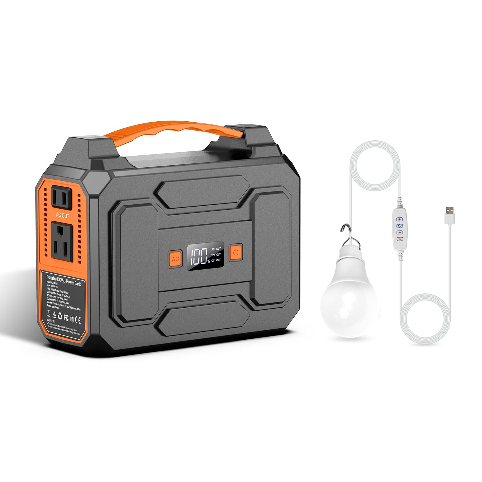 Apowking Portable Power Station Bank 100W with USB Led Light Bulb 5W for Home Camping Emergency