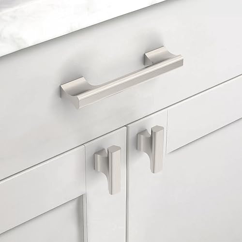 Miniatura 2 de Asidrama Paquete de 10 manijas de gabinete de cocina de níquel satinado cepillado de 3.75 pulgadas (3.780 in), tiradores de gabinete, accesorios de