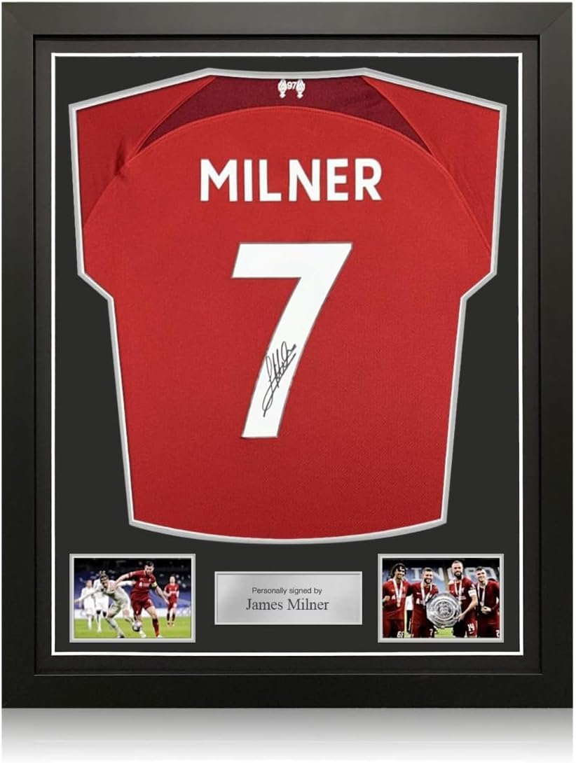James Milner Signed Liverpool 2022-23 Soccer Jersey. Standard Frame, One-Size, Red