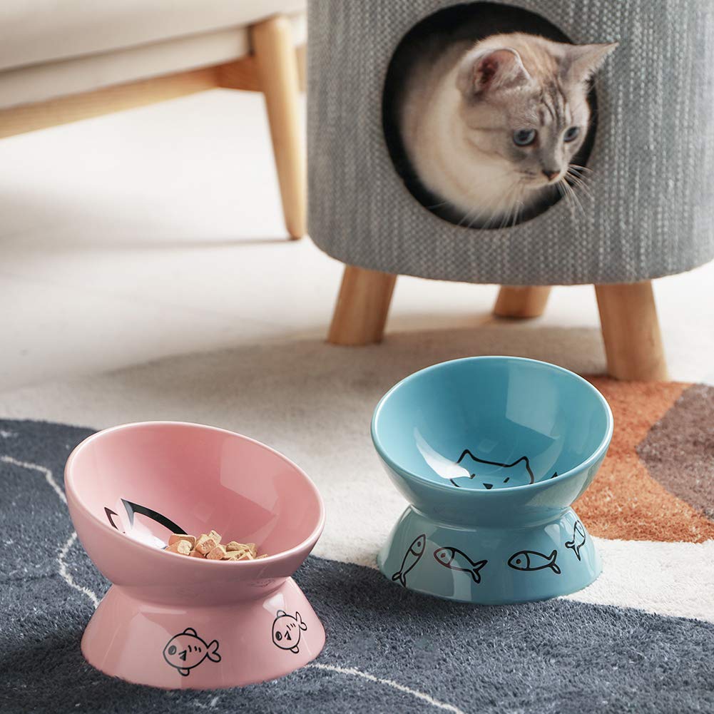 Sweejar Home Raised Cat Bowl, Ceramic Elevated Pet Bowl, Protects Cat's Spine - Image 4