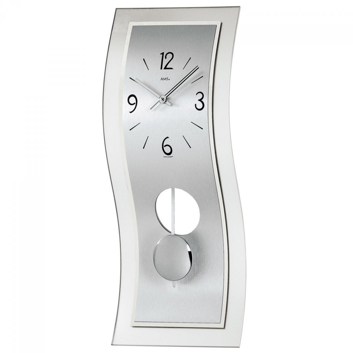 Horloge Murale AMS 7080/16 à Pendule - Mouvement Quartz - Bois Et Verre - Avec Boîte