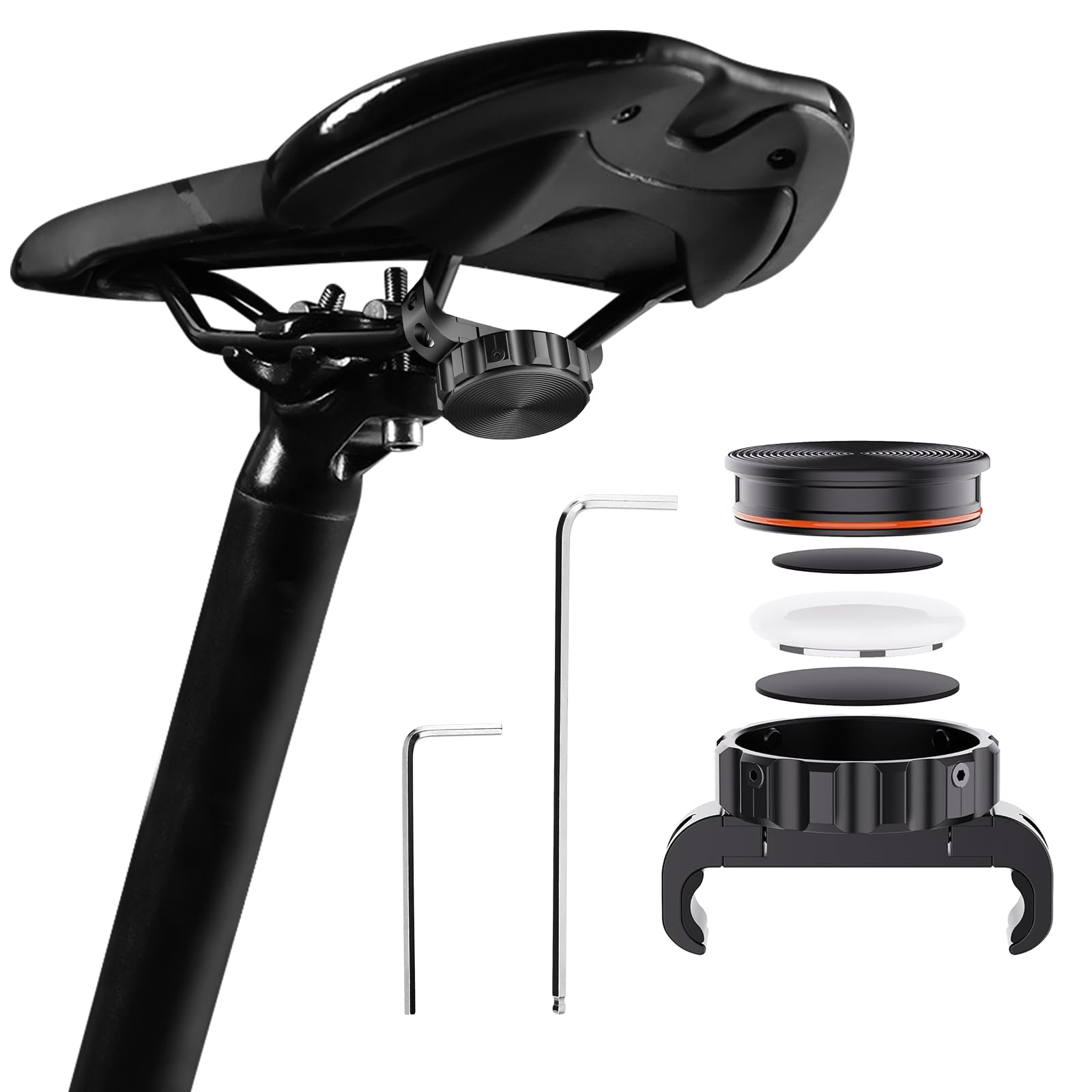 UVVRUR AirTag Fahrrad-Sattelhalterung, Wasserdicht, Versteckte Diebstahlschutz-Halterung für Sattel, GPS-Tracker-Zubehör für Mountainbikes und Rennräder (A) Sport & Freizeit