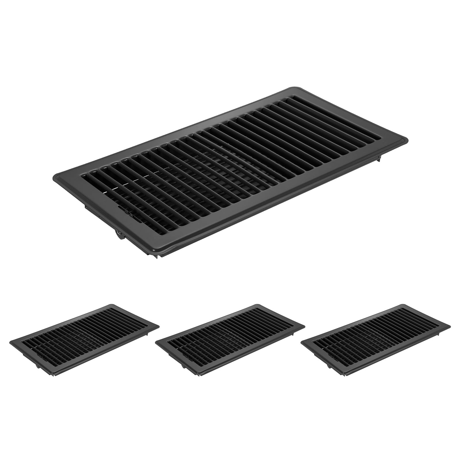 PATIKIL 6x12 Inch Floor Vent Covers, 4 Pcs Floor Registers Heavy Duty Metal Walkable Air Vent Covers Easy Adjustable Air Supply Lever for Home Office Wall Ceiling Grilles, Black
