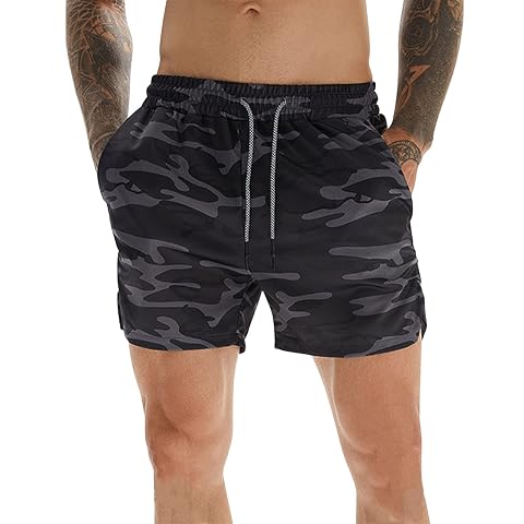 tuduoms Mens 7 Workout Running Shorts Quick Dry Lightweight Boxing Gym Pocket Shorts Pants Training Athletic Jogger Shorts