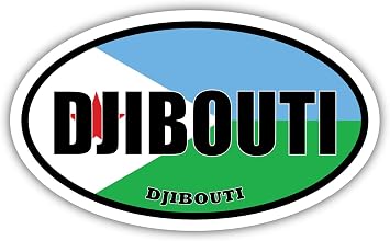 3 Pack 2x3 inches | Djibouti Djibouti Flag Oval Sticker Construction Toolbox, Hardhat, Lunchbox, Helmet, Mechanic, Luggage
