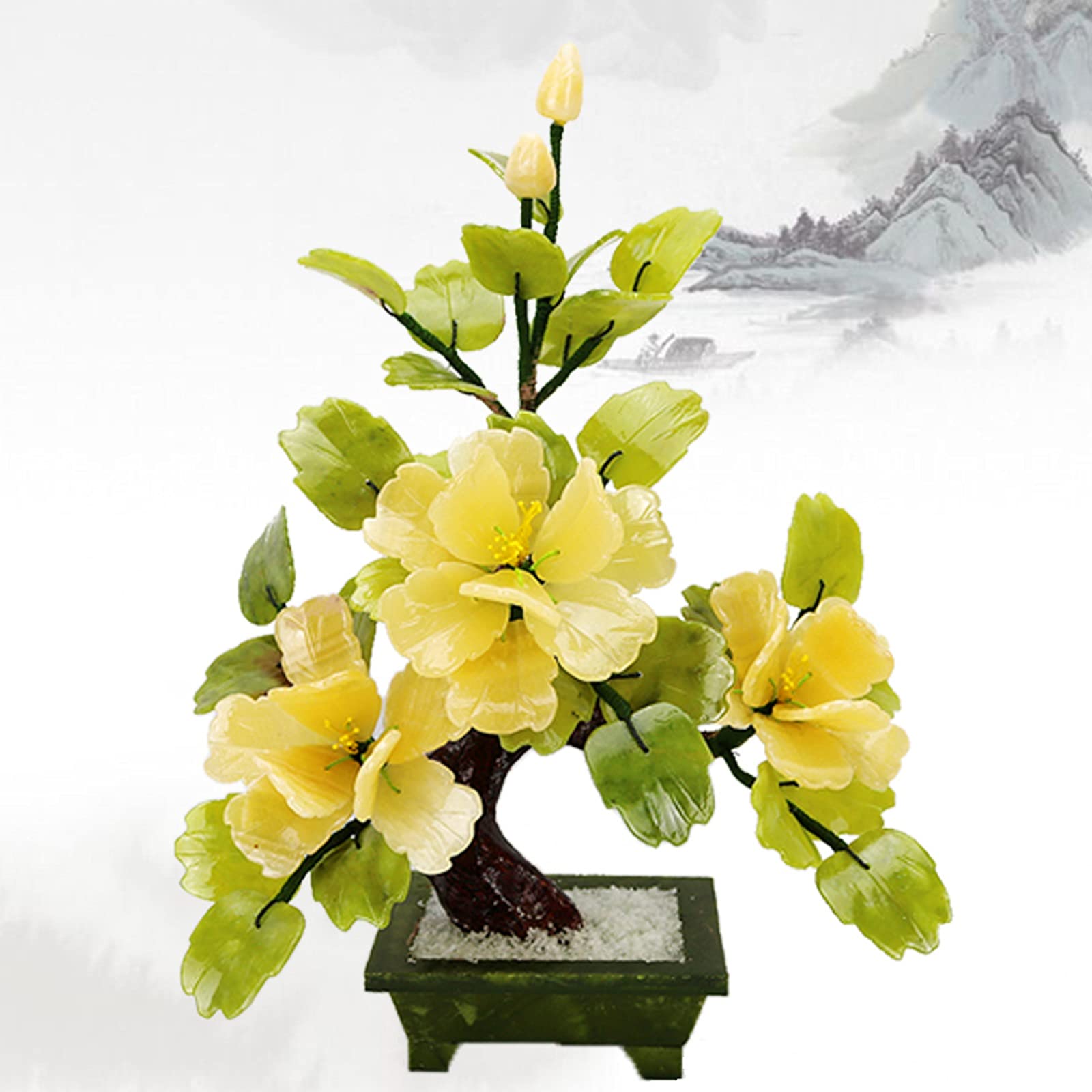 Amazon｜人工盆栽 人工盆栽の花の造花翡翠の鉢植えの植物の牡丹の花の
